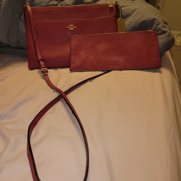 Red COACH Crossbody Bag with Matching Clutch - Picture 1 of 7